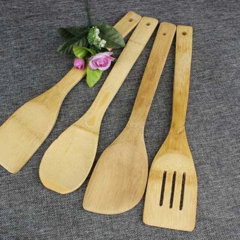 (set of 4) wood spatula non stick cookware cooking utensil tools main image