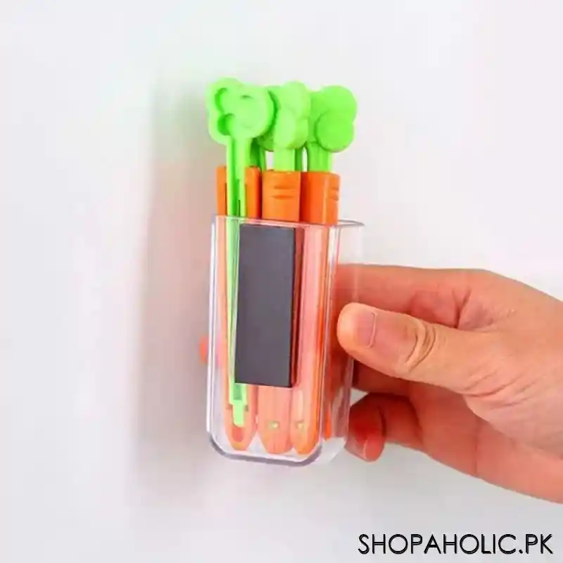 (set of 5) carrot shape food sealing clip with magnetic holder image3