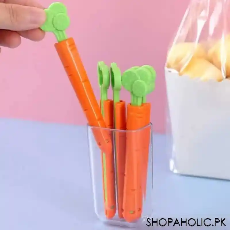 (set of 5) carrot shape food sealing clip with magnetic holder image5