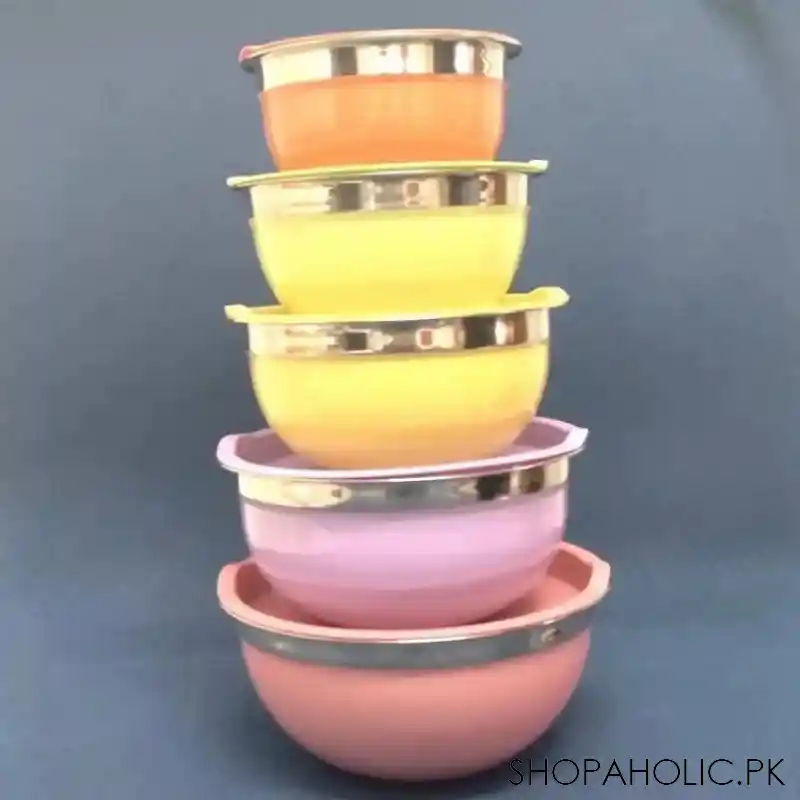 set of 5 colorful stainless steel bowl with lids image2