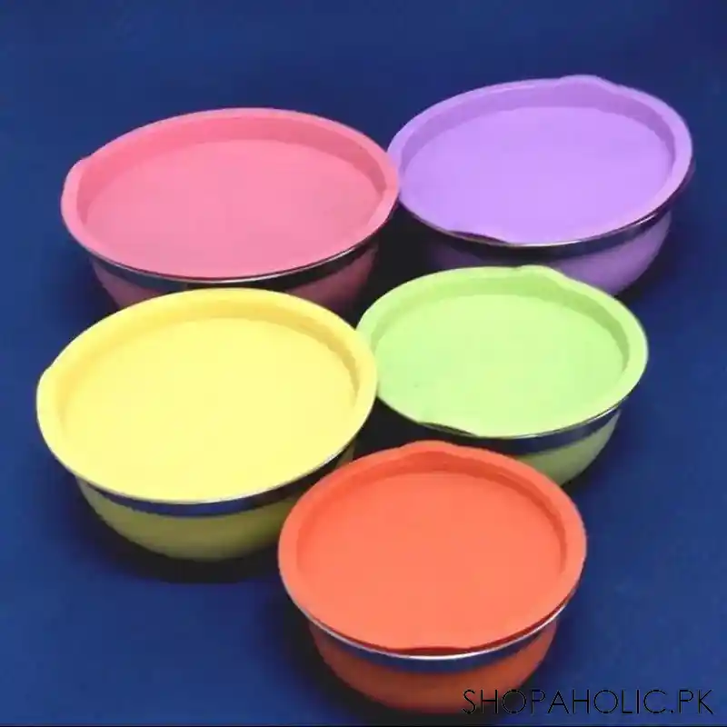 set of 5 colorful stainless steel bowl with lids image3