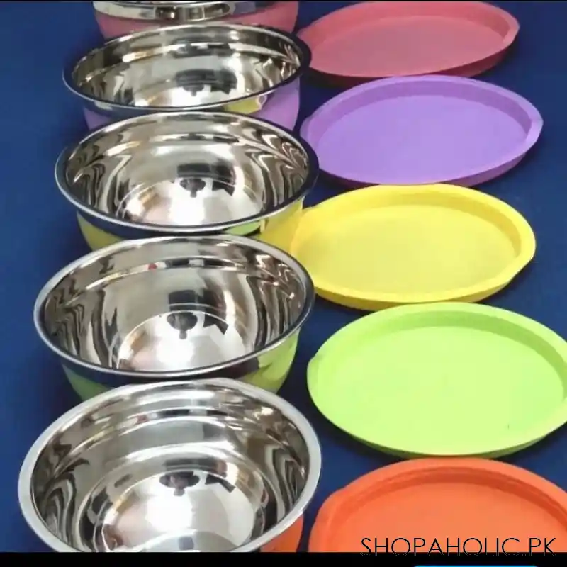 set of 5 colorful stainless steel bowl with lids image4