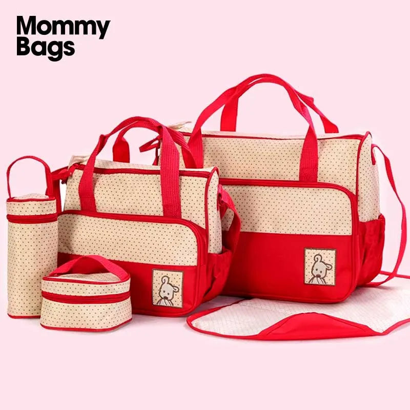 set of 5 mommy bags (big bag, medium bag, thermos bag, food separate bag, thick urine pad) main image