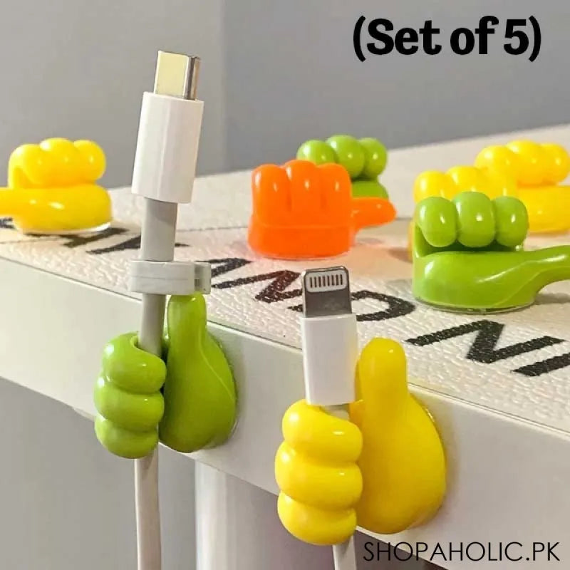 (set of 5) silicone thumb hooks clip cable holder main image