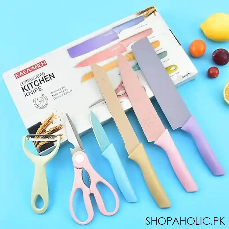 set of 6 macarons colorful knife set image2