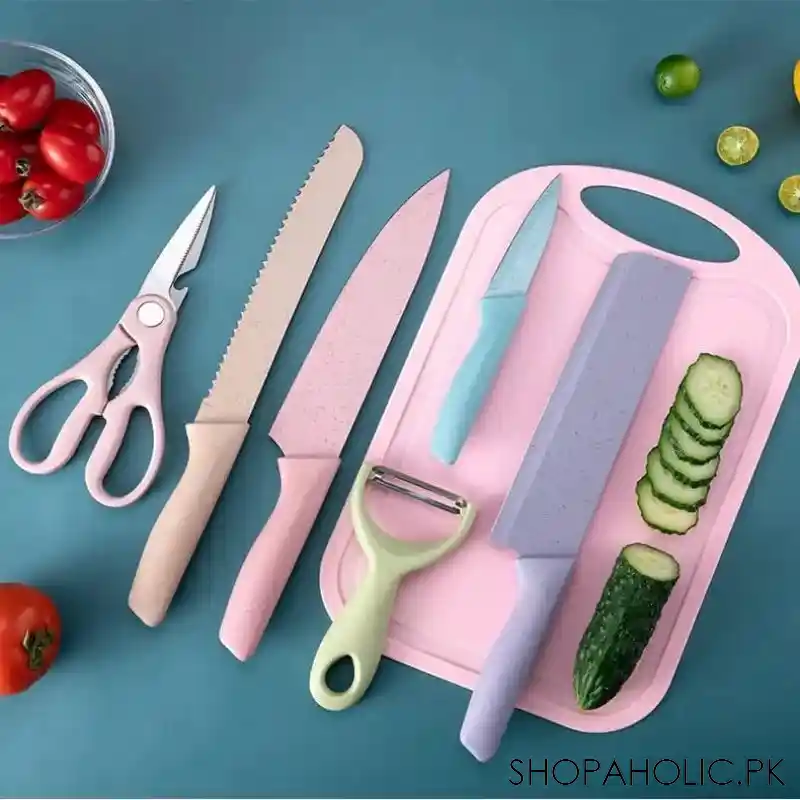 set of 6 macarons colorful knife set main image