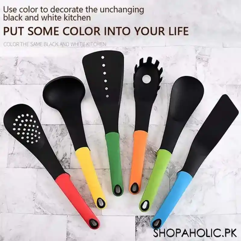 (set of 6) nylon non stick spatula set with rotating stand main image