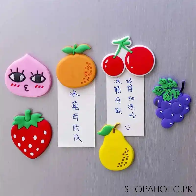 (set of 6) silicone fruit shaped fridge magnets image2