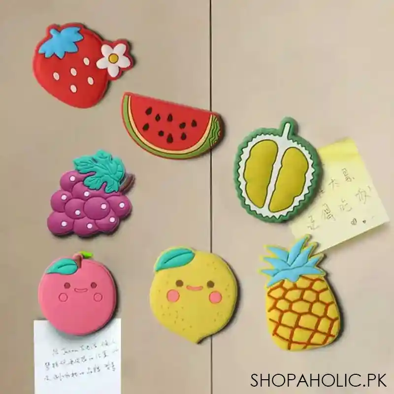 (set of 6) silicone fruit shaped fridge magnets image3