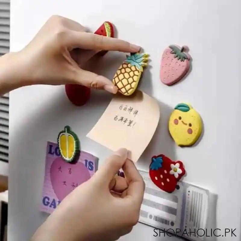 (set of 6) silicone fruit shaped fridge magnets main image