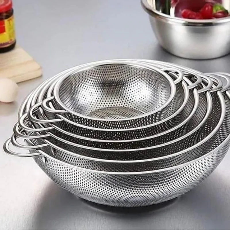 set of 6 stainless steel punching basket main image