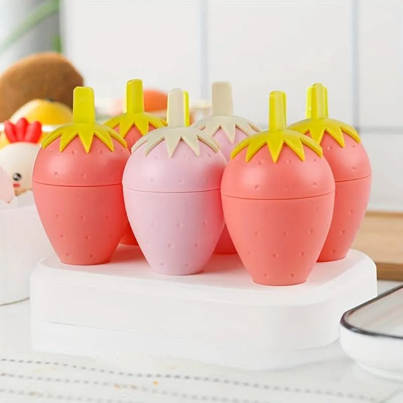 set of 6 strawberry popsicle mold main image