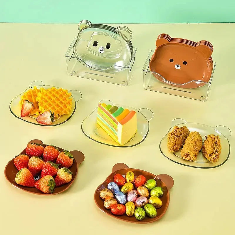 set of 8 mini cute bear shape serving plate image3