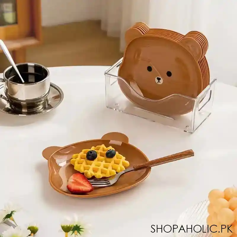 set of 8 mini cute bear shape serving plate main image