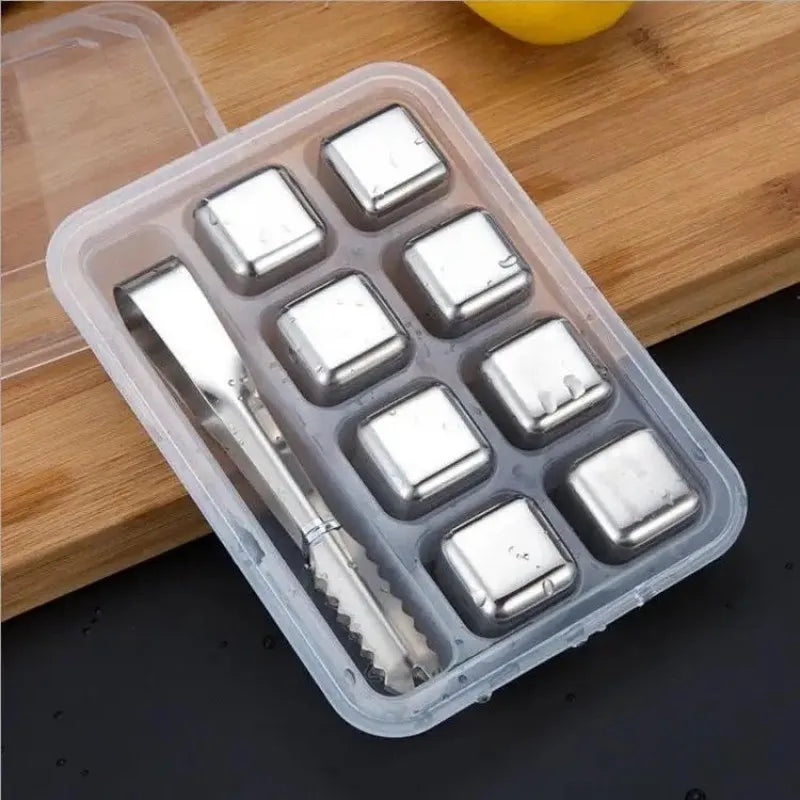 set of 8 steel ice cubes with clip image2