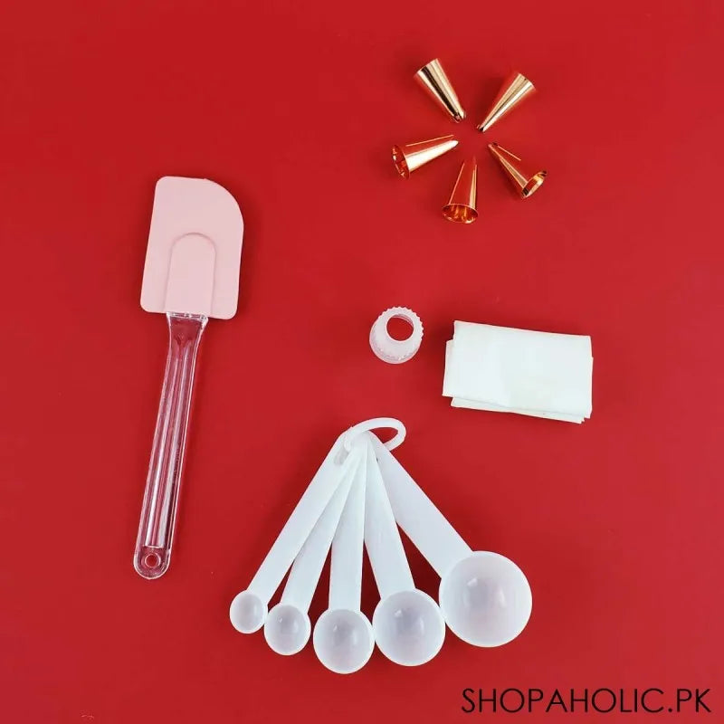 (set of 9) silicone spatula, measuring spoons and cake decorating baking tool main image