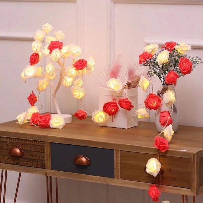 set of roses lamp and roses fairy lights main image