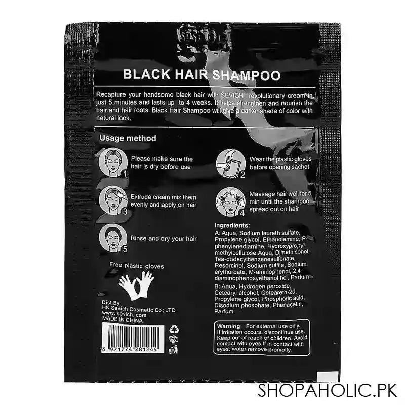 Sevich Hair Color Shampoo, Black, 25ml - Image 4