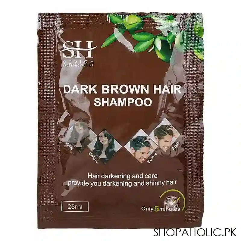 Sevich Hair Color Shampoo, Dark Brown, 25ml - Main Image