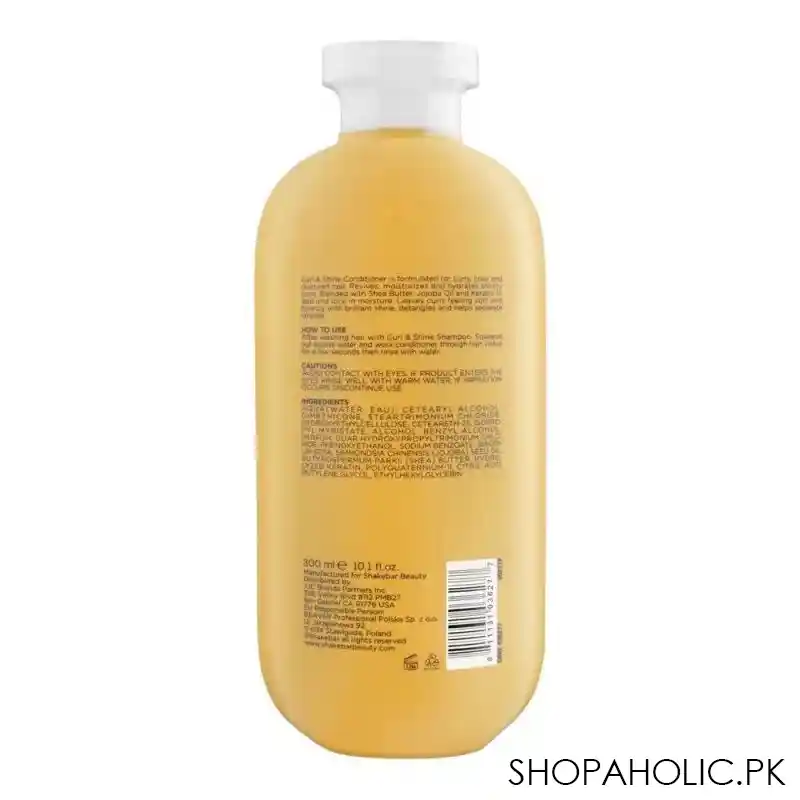 shakebar curl & shine sulfate & paraben free conditioner, for curly, coily and textured hair, 300ml image2