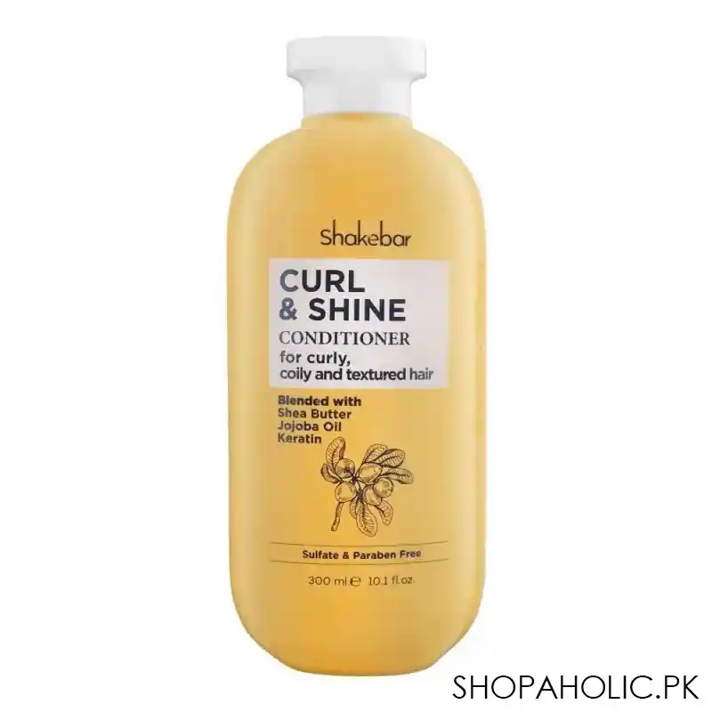 shakebar curl & shine sulfate & paraben free conditioner, for curly, coily and textured hair, 300ml main image