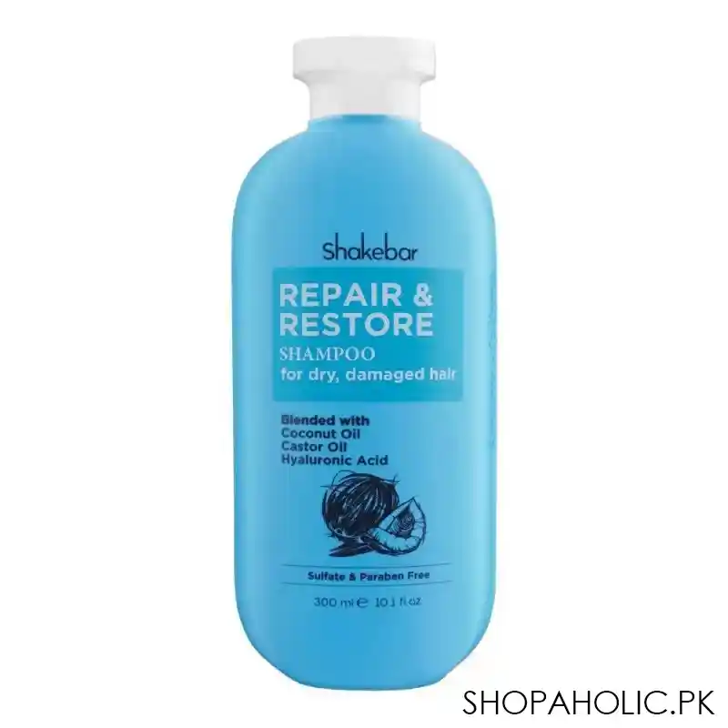 shakebar repair & restore sulfate & paraben free shampoo, for dry & damaged hair, 300ml main image