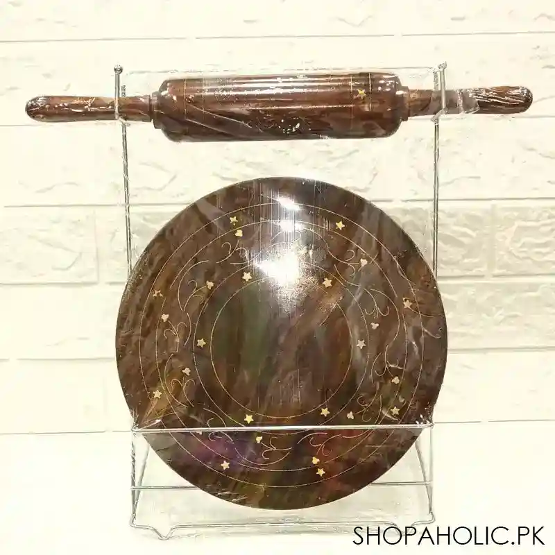 sheesham wooden chakra belan with stand main image