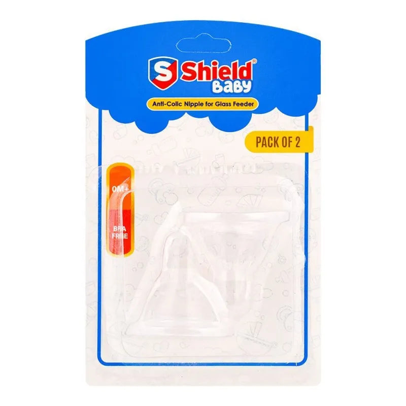 shield anti colic glass feeder nipple, 0m+, 2 pack image2