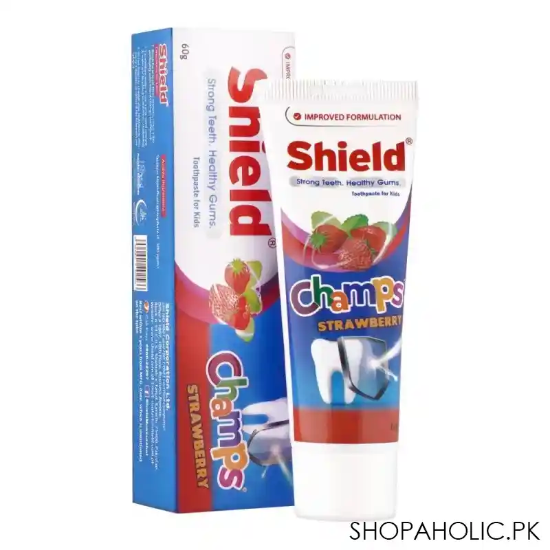 shield kids champs strawberry toothpaste, 60g main image