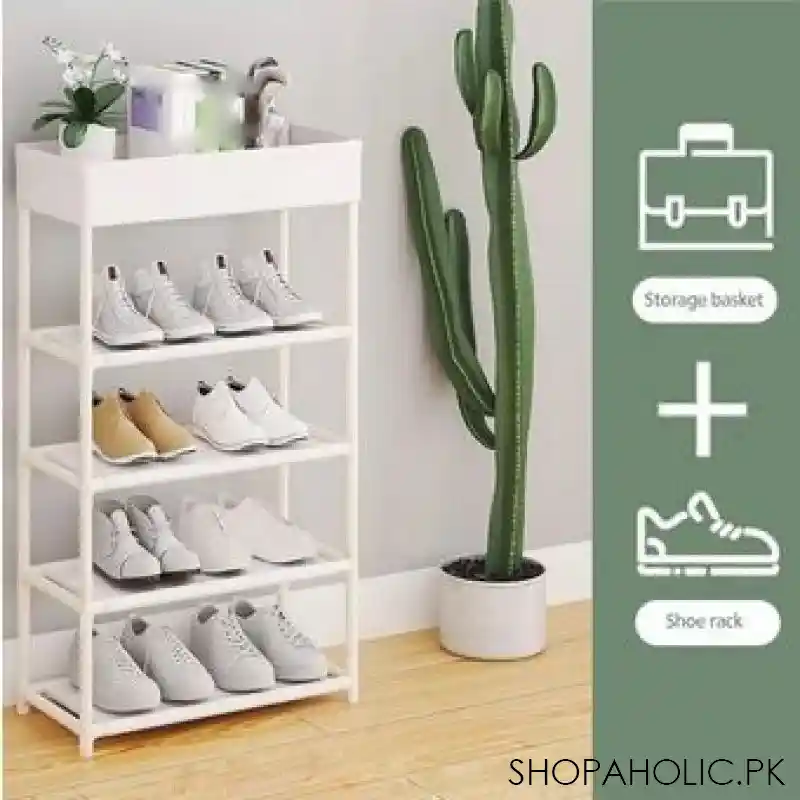 shoe rack with shelf image2