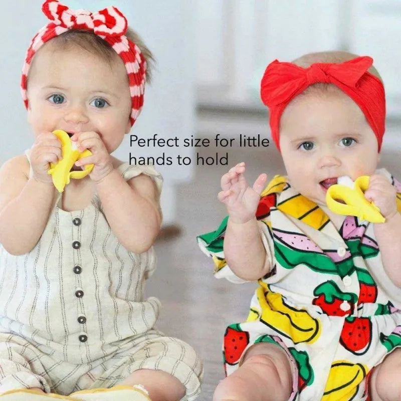 silicone banana shape baby teether toothbrush image3