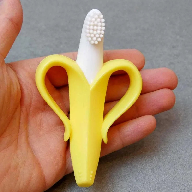 silicone banana shape baby teether toothbrush image6