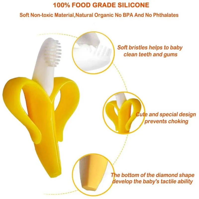 silicone banana shape baby teether toothbrush image8