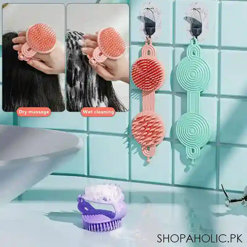 silicone handheld round soft scalp massage brush image3