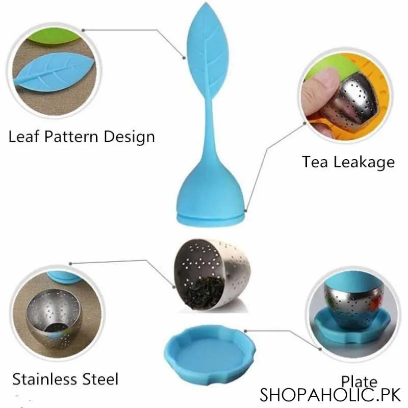 silicone leaf tea infuser with drip tray image3