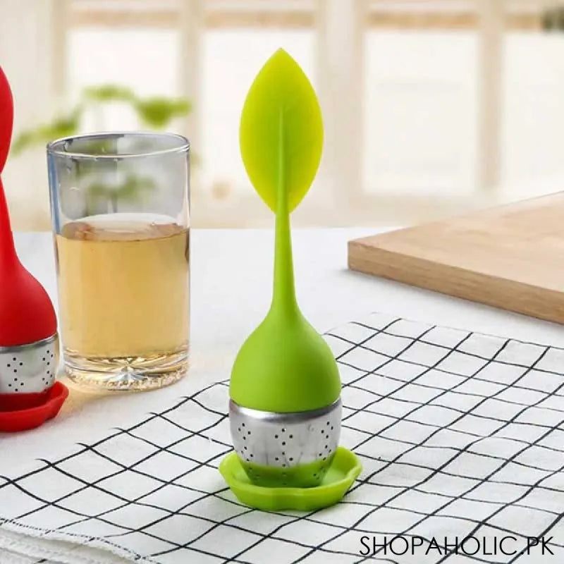 silicone leaf tea infuser with drip tray image5