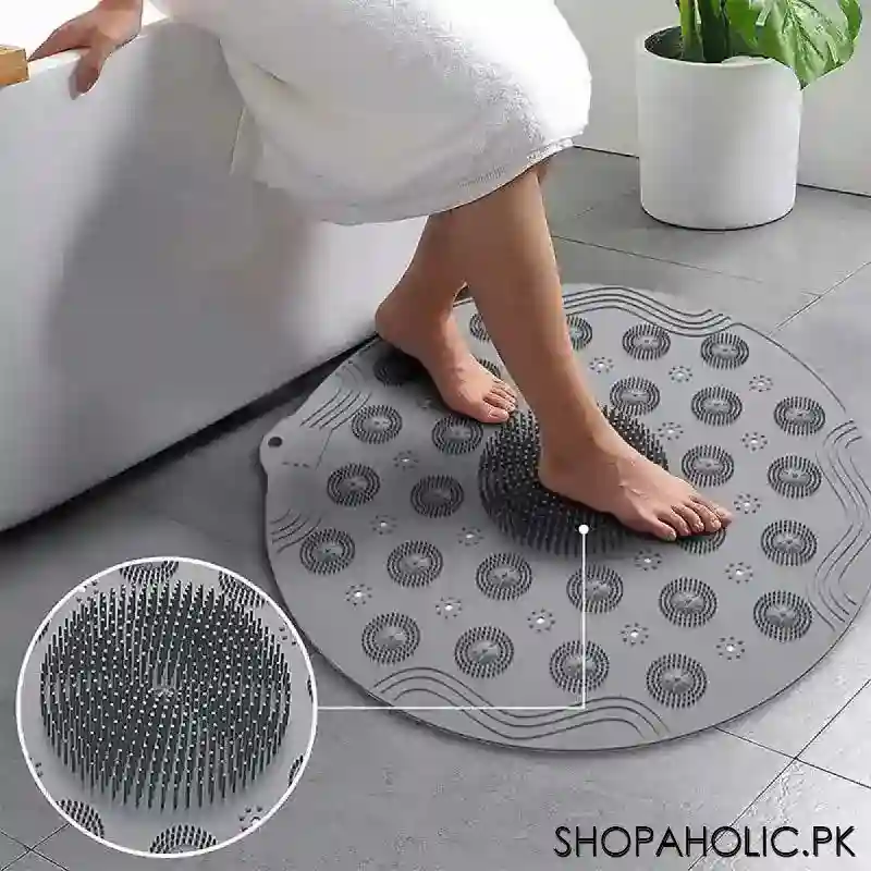 silicone non slip round bathroom mat main image