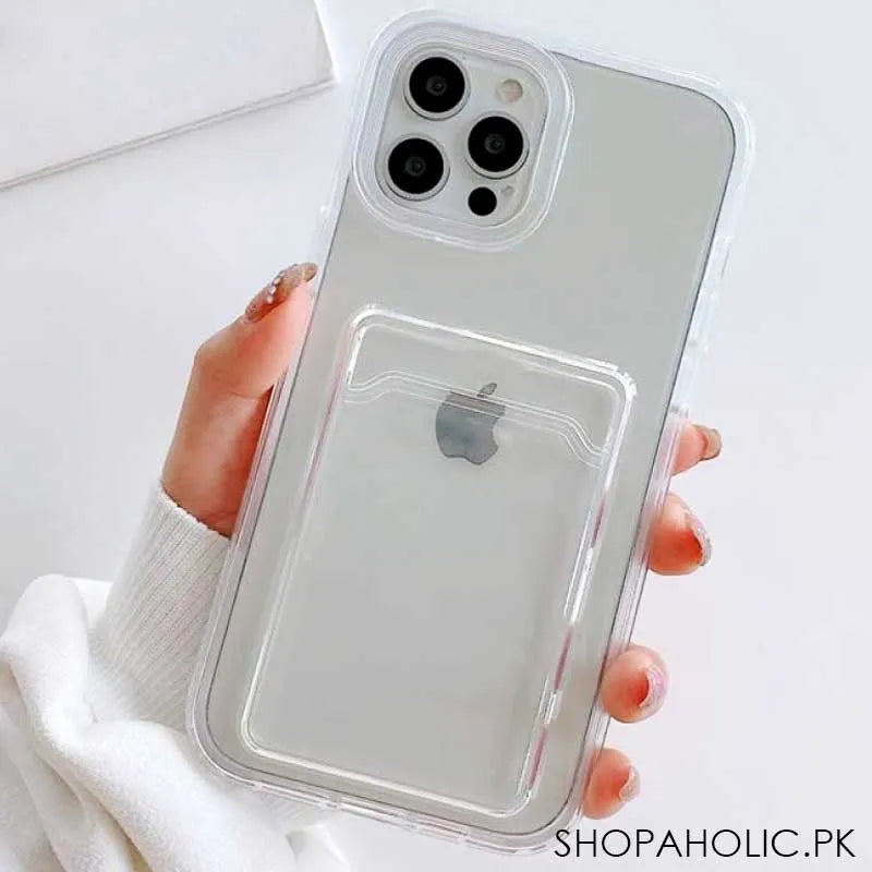 silicone transparent iphone case cover with card holder image3