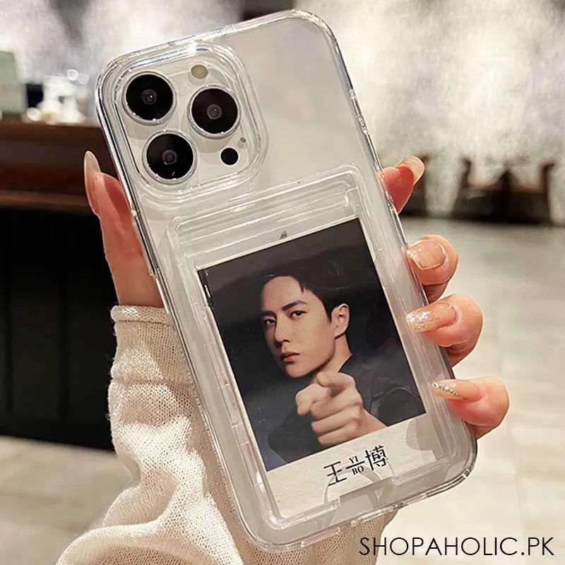 silicone transparent iphone case cover with card holder main image