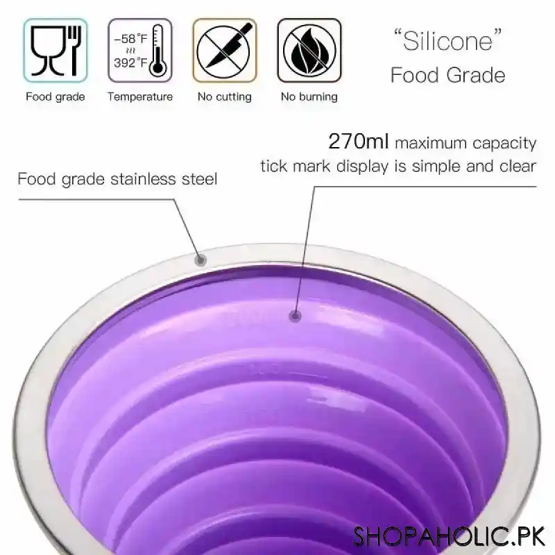 silicone ultra thin foldable travel cup with lid image3