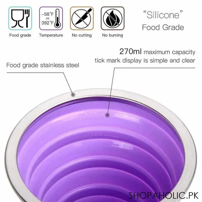 silicone ultra thin foldable travel cup with lid image3