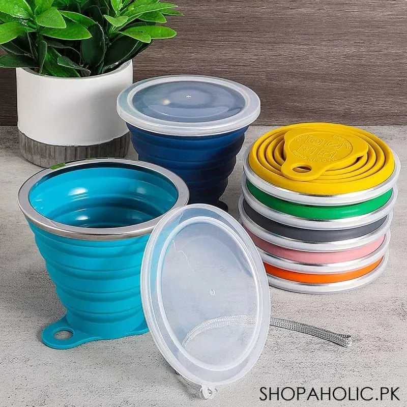 silicone ultra thin foldable travel cup with lid main image