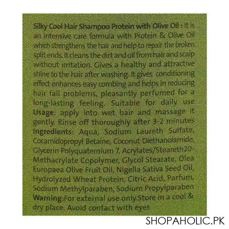 Silky Cool Olive Oil Anti Hair Loss Protein Shampoo, 250ml - Image 2