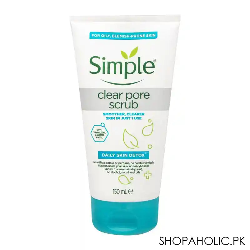 Simple Daily Skin Detox Clear Pore Scrub, For Oily & Blemish-Prone Skin, 150ml - Main Image