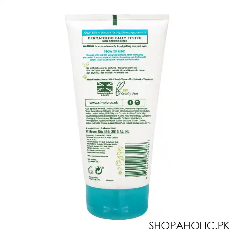 Simple Daily Skin Detox Clear Pore Scrub, For Oily & Blemish-Prone Skin, 150ml - Image 4