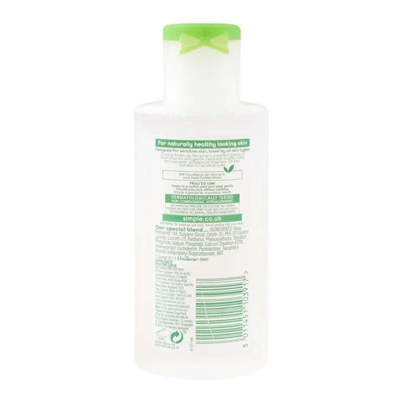 simple kind to skin eye makeup remover, alcohol + paraben free, 125ml image2