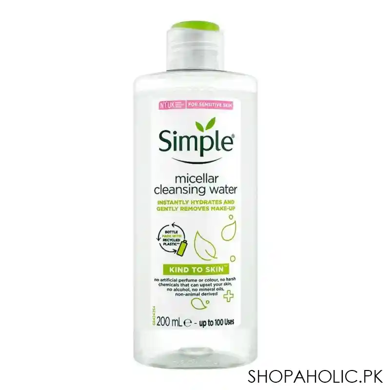 simple kind to skin micellar cleansing water, alcohol + paraben free, 200ml main image