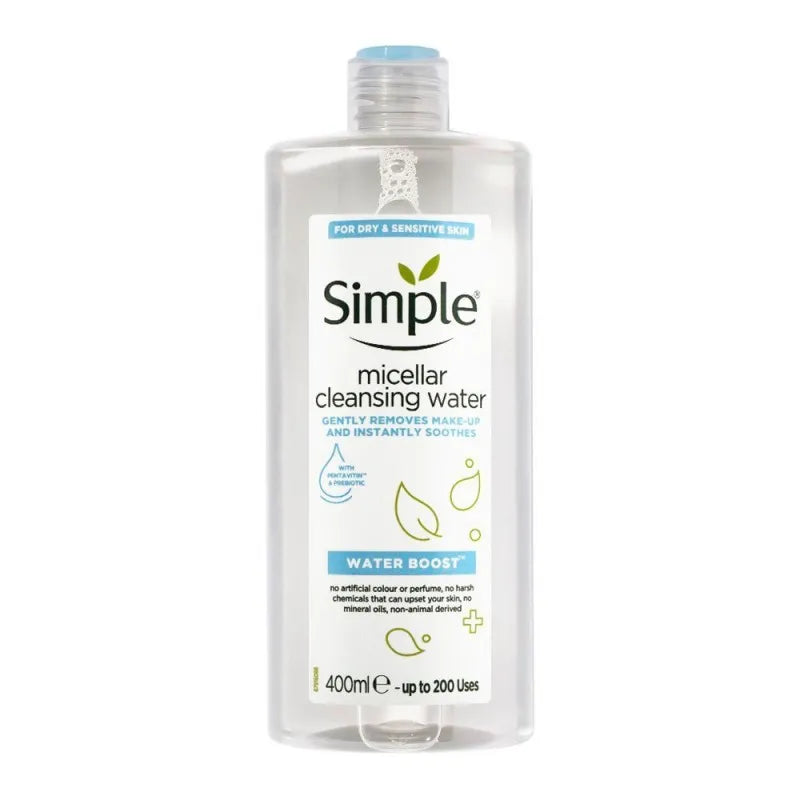 simple water boost dry & sensitive skin micellar cleansing water, 400ml main image