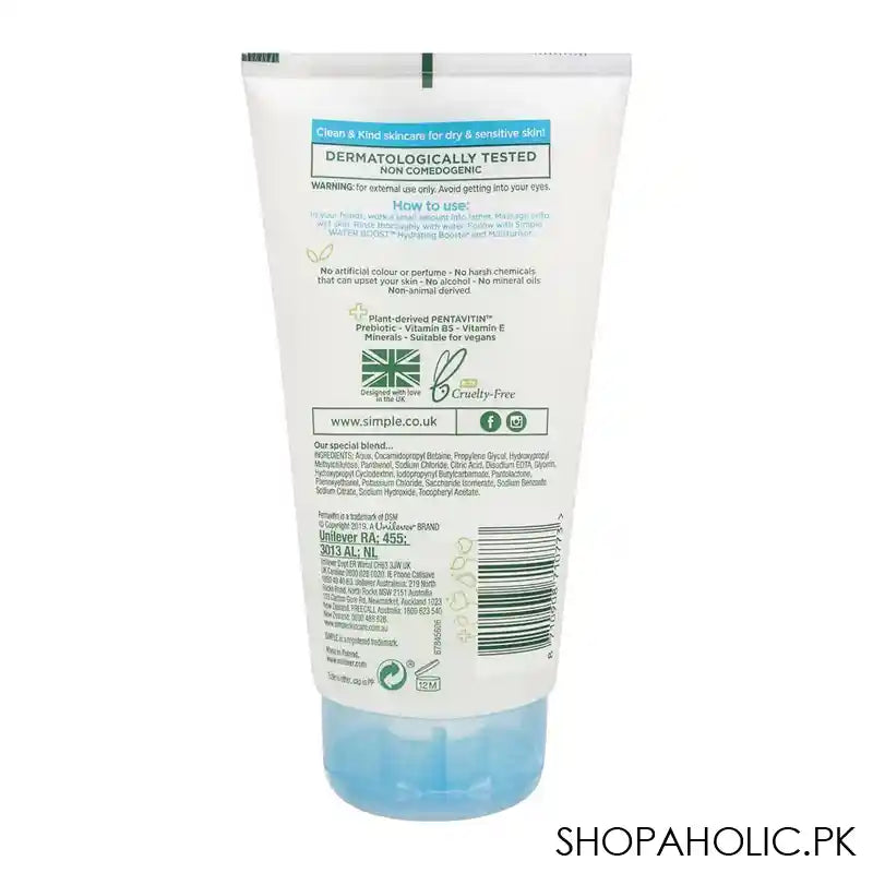 Simple Water Boost Micellar Facial Gel Wash, For Dry & Sensitive Skin, 150ml - Image 2