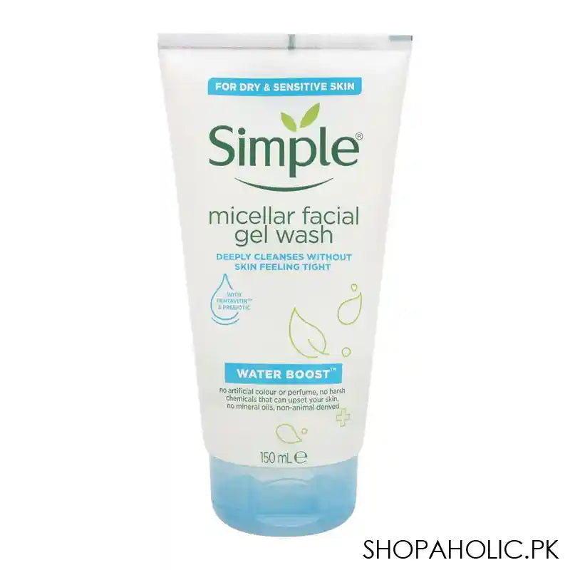 Simple Water Boost Micellar Facial Gel Wash, For Dry & Sensitive Skin, 150ml - Main Image